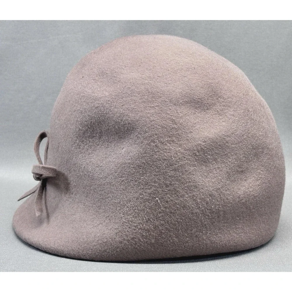 Vintage Henry Pollak Glenover Tan 100% Wool Hat‎ Cloche New York Ribbon USA